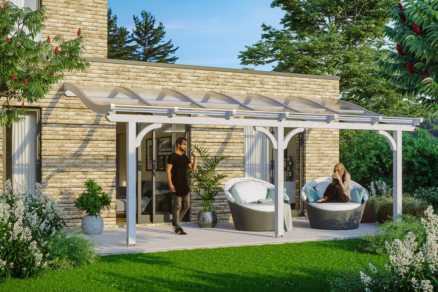 Thumbnail - Skanholz Terrassendach Venezia, BxT: 648x339 cm, Bedachung Doppelstegplatten, Leimholz