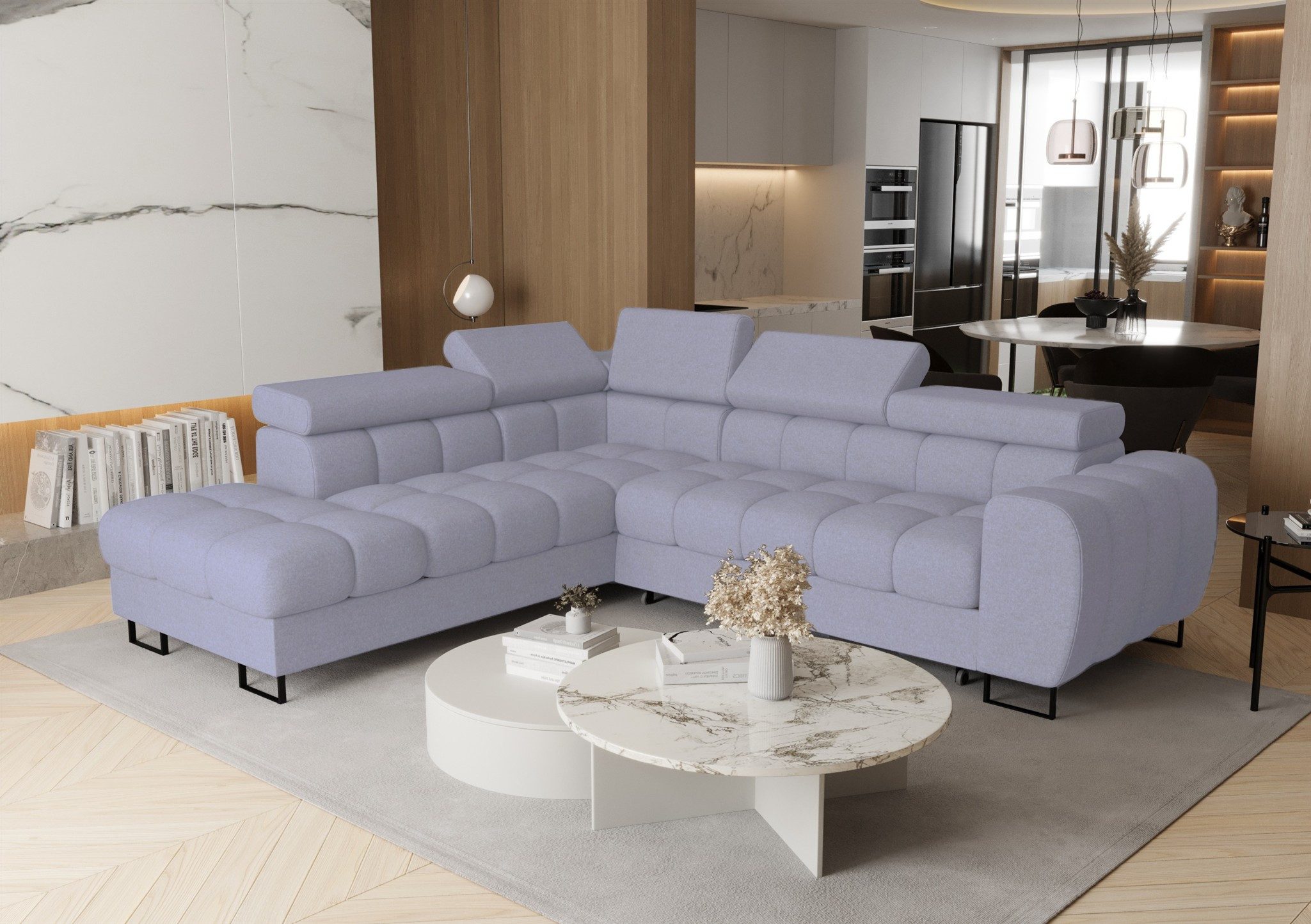 Fun Möbel Ecksofa Schlafsofa BASTIEN MAX mit Ottomane in Stoff, inkl. Bettkasten, ausziehbare Liegefläche