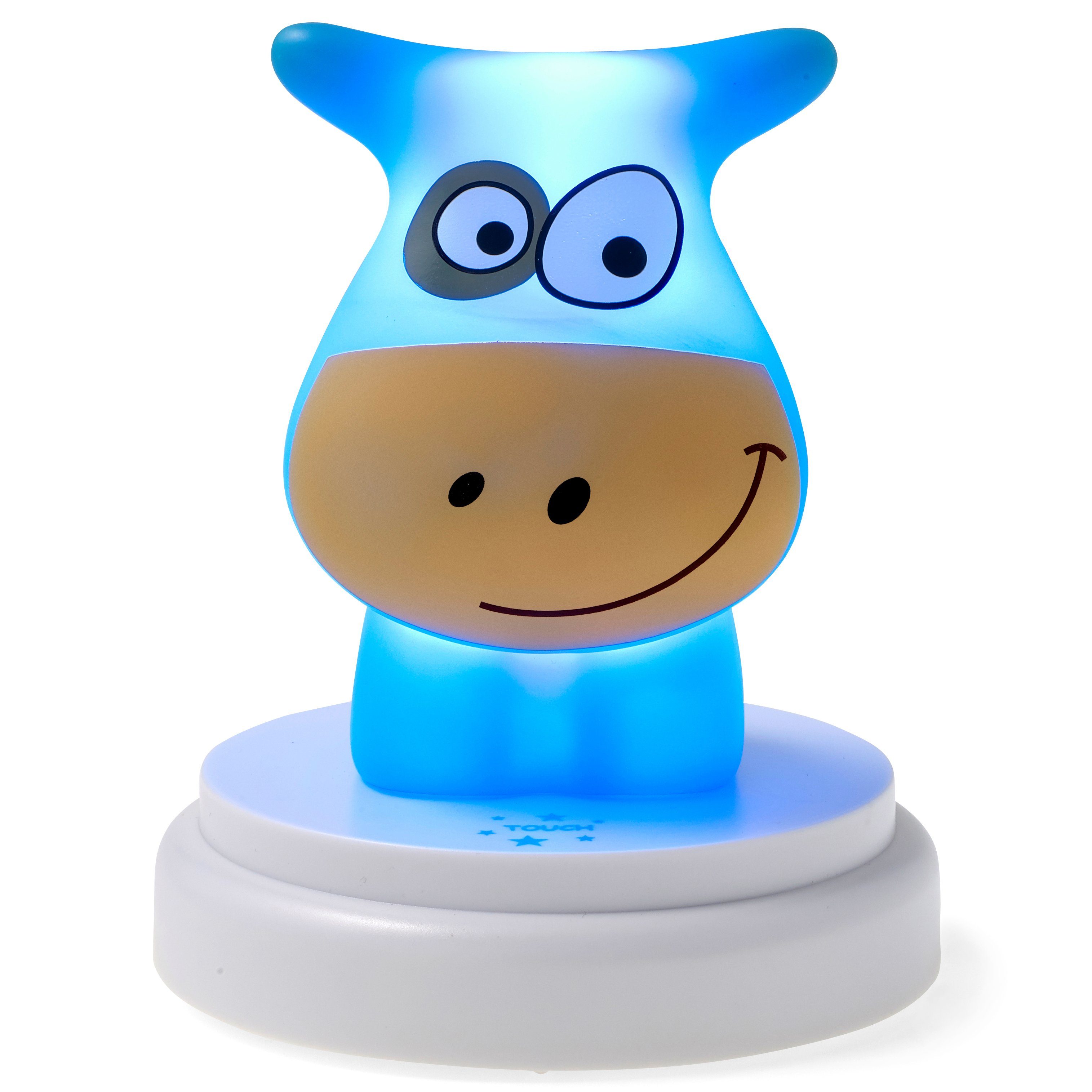 Alecto LED Nachtlicht NAUGHTY COW, Blau, Blau, freundliche Kuh Einschlafhilfe, auto. Abschaltung 30min., Touch-Taste