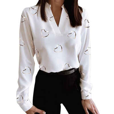 YYV Langarmbluse Damen-Tunika-Bluse, lockere Passform,elegante Damenblusen Passend für jeden Anlass und einfach zu stylen.