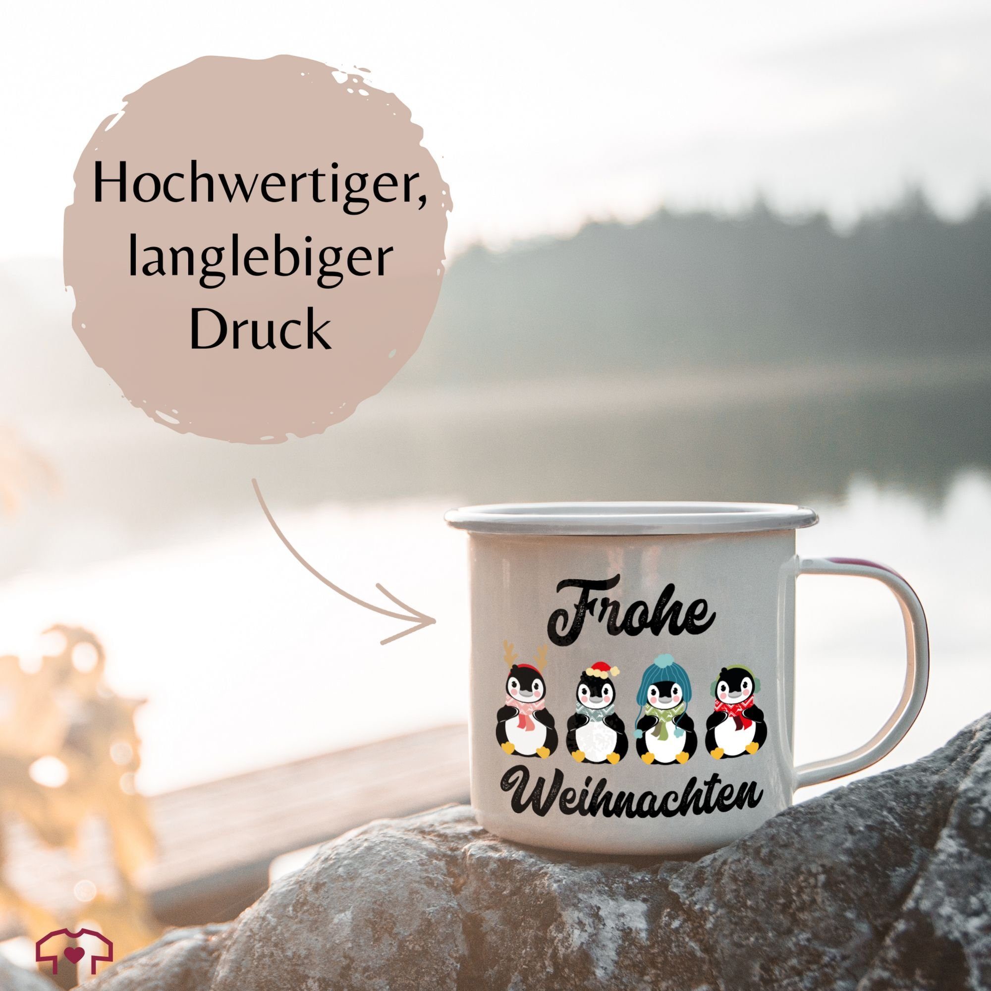 Weihnachten Shirtracer Pinguine, Stahlblech, Weihnachtstasse - Weiß Tasse Silber 2 Frohe