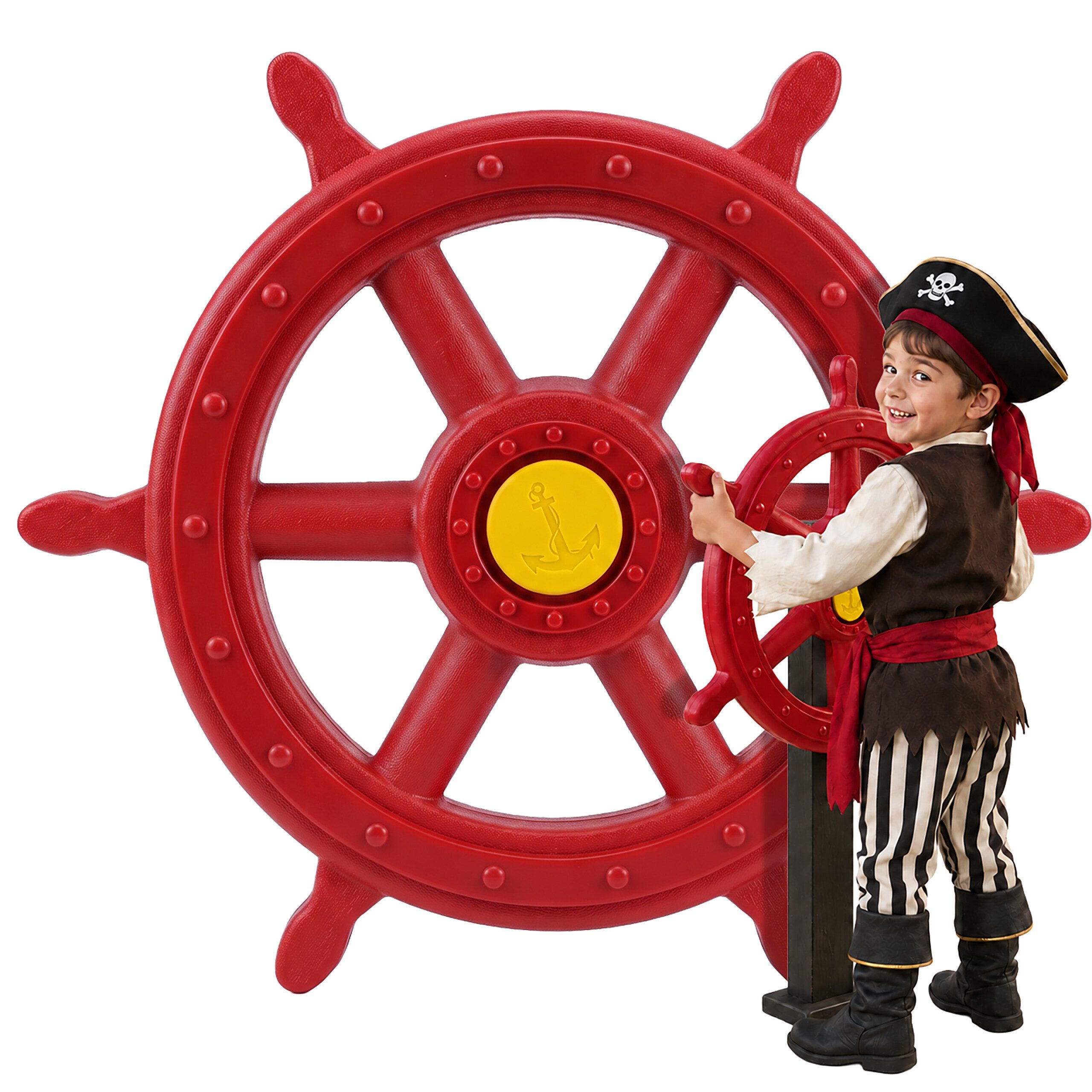 relaxdays Spielzeug-Steuerrad Steuerrad mit Drehgeräusch für Spielturm, rot