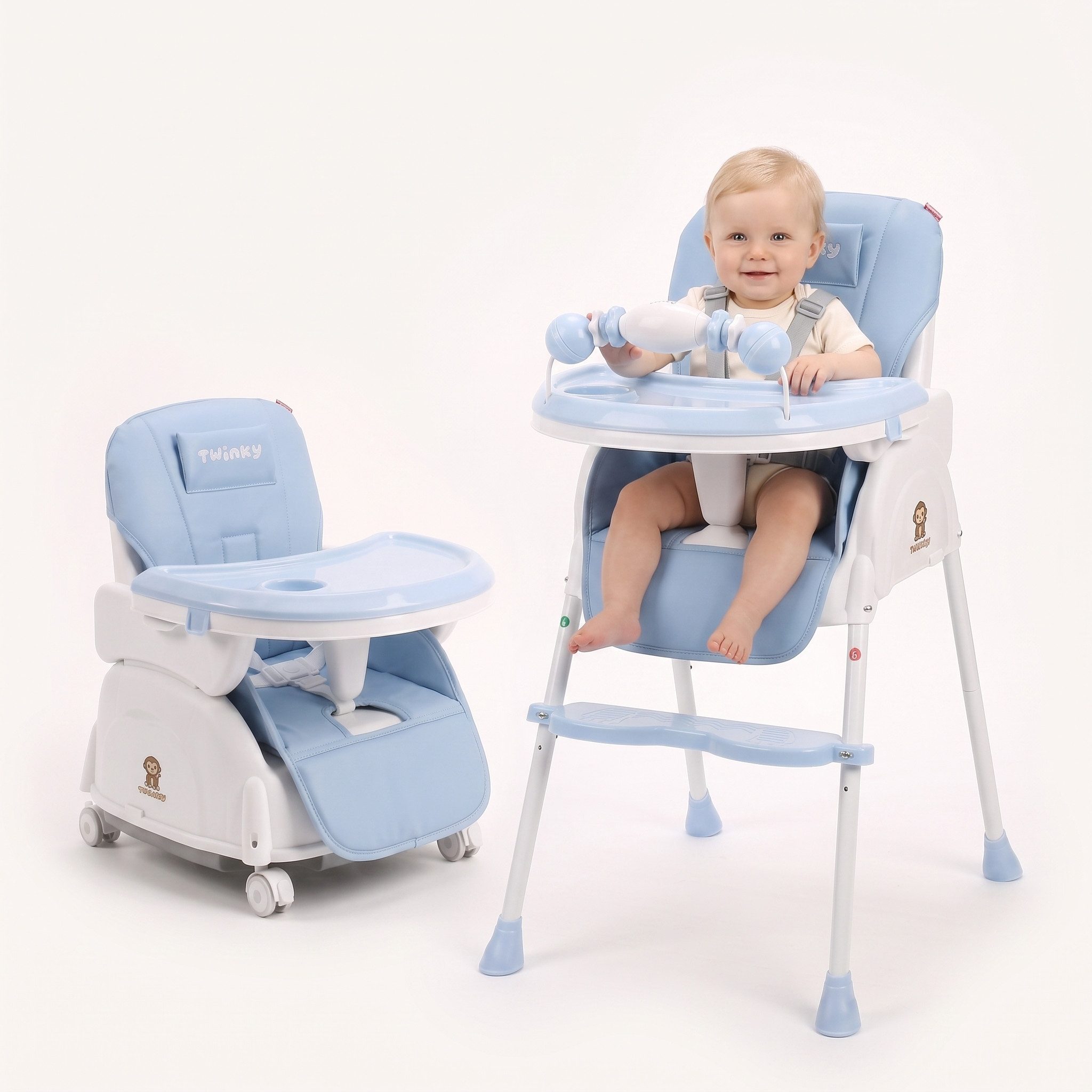 TWINKY Kinderklappstuhl Kinder-Esstuhl, 2 in 1 Hochstuhl baby, Kinderklappstuhl, 3 in 1