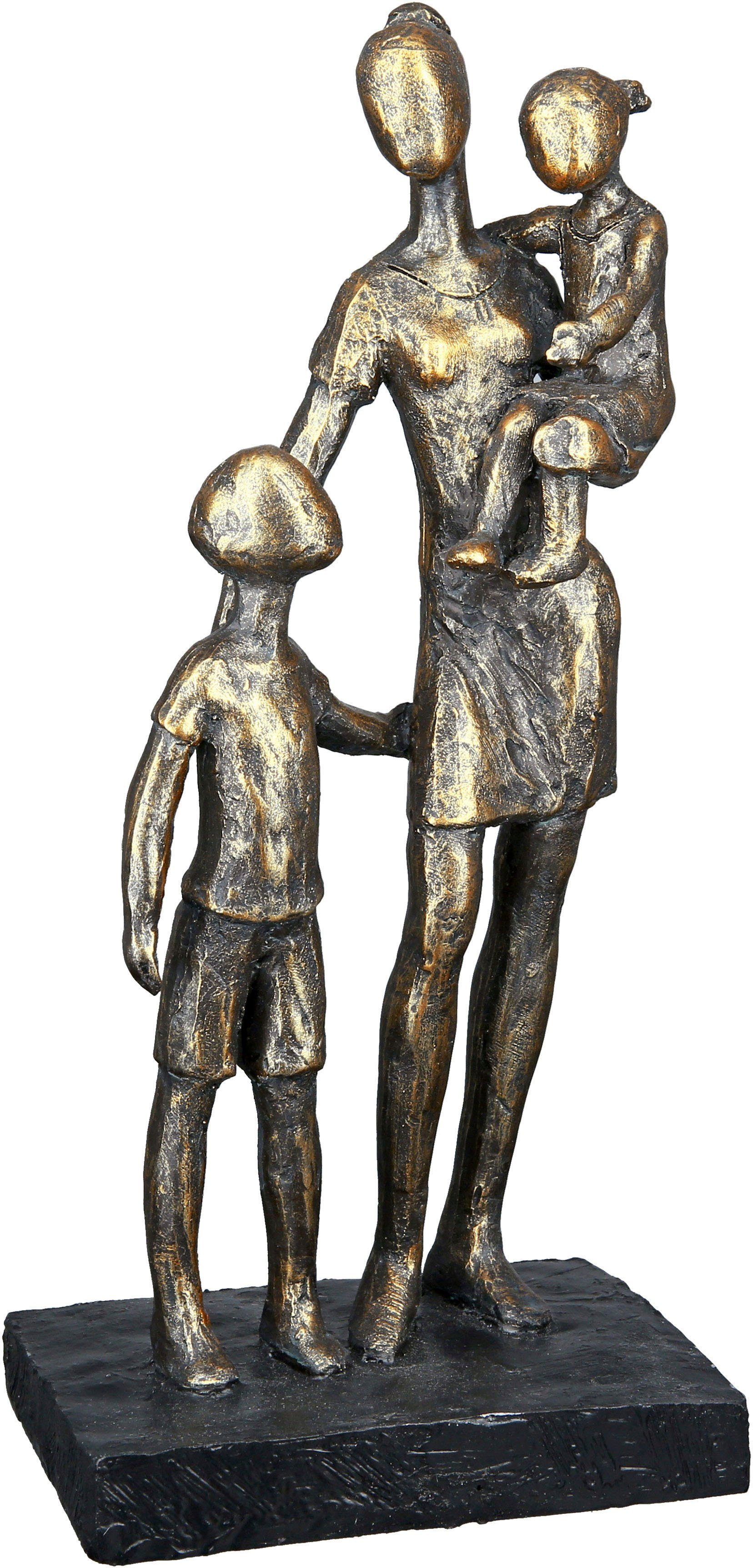 Casablanca by Gilde Höhe eine Skulptur 26,5 bronzefarben hat Kindern, (1 von cm, cm Wohnzimmer, Breite Höhe Dekofigur schwarzer St), mit 12 Dekoobjekt, Skulptur Mutter auf Die von cm, antikfinish, 26,5 Basis