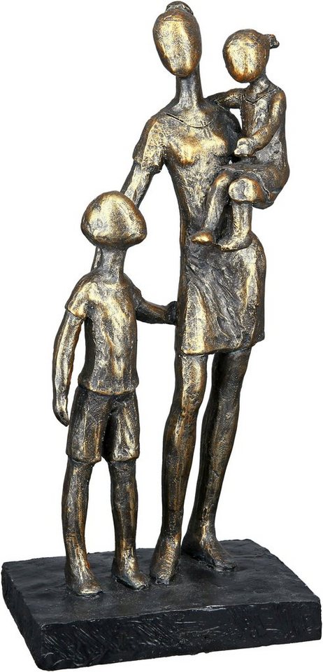 Casablanca by Gilde Dekofigur Skulptur Mutter mit Kindern, bronzefarben (1  St), Dekoobjekt, Höhe 26,5 cm, auf schwarzer Basis, antikfinish, Wohnzimmer,  Die Skulptur hat eine Höhe von 26,5 cm, Breite von 12 cm
