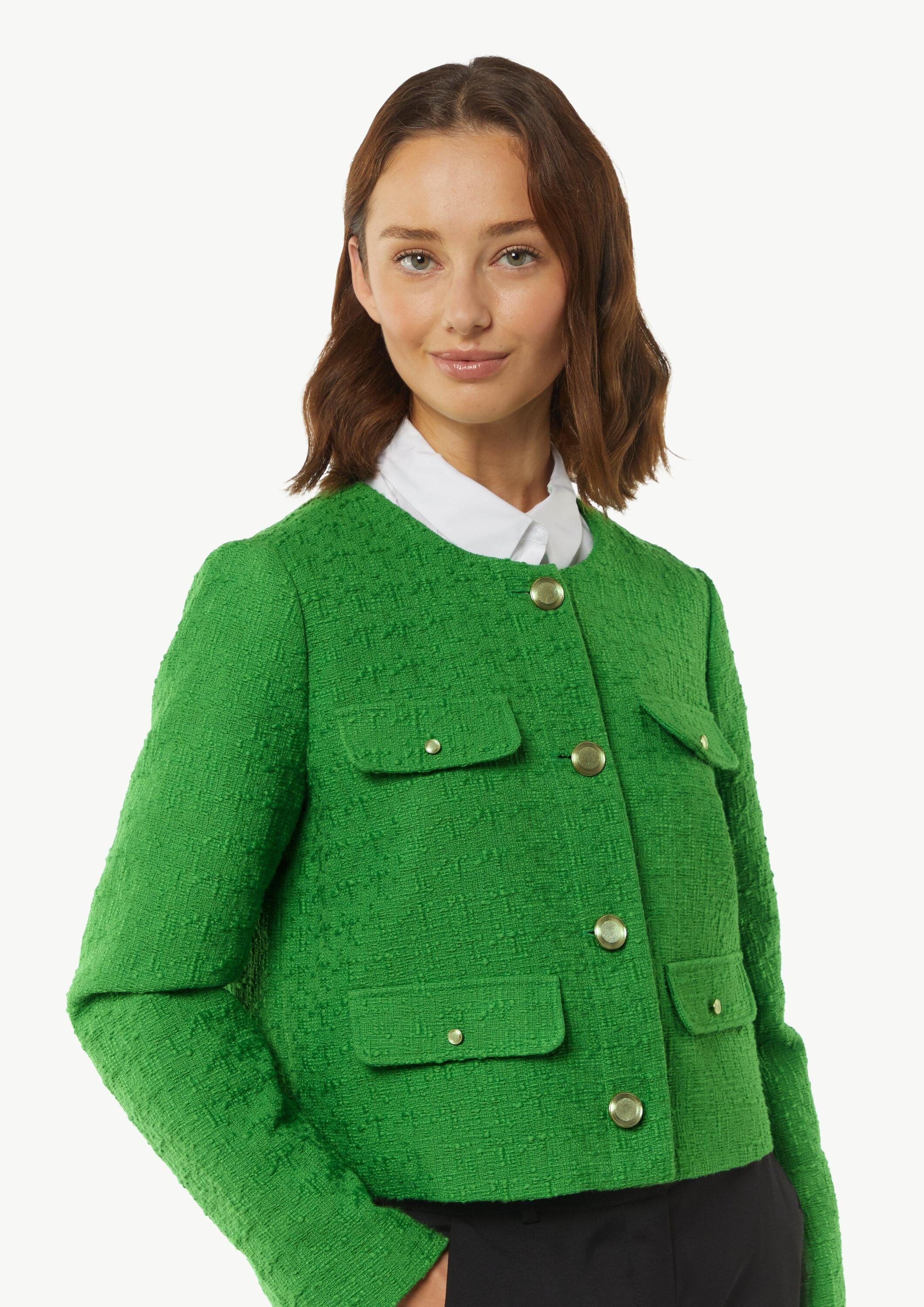 comma Funktionsjacke Indoor-Jacke Kurze Bouclé-Jacke aus Baumwolle
