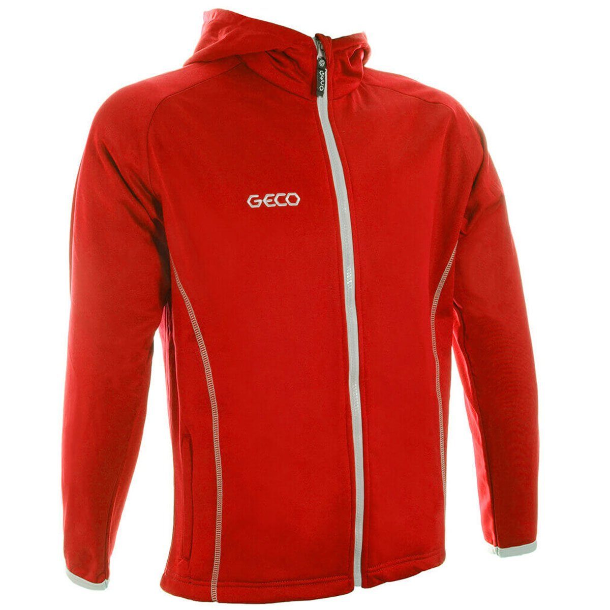 Geco mit Trainingsjacke Kapuze Trainingsjacke Sportswear Präsentationsjacke Hurrican Fußball rot Geco