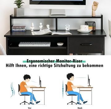 KOMFOTTEU Schreibtisch Arbeitstisch, mit Tastaturauszug, für Home Office
