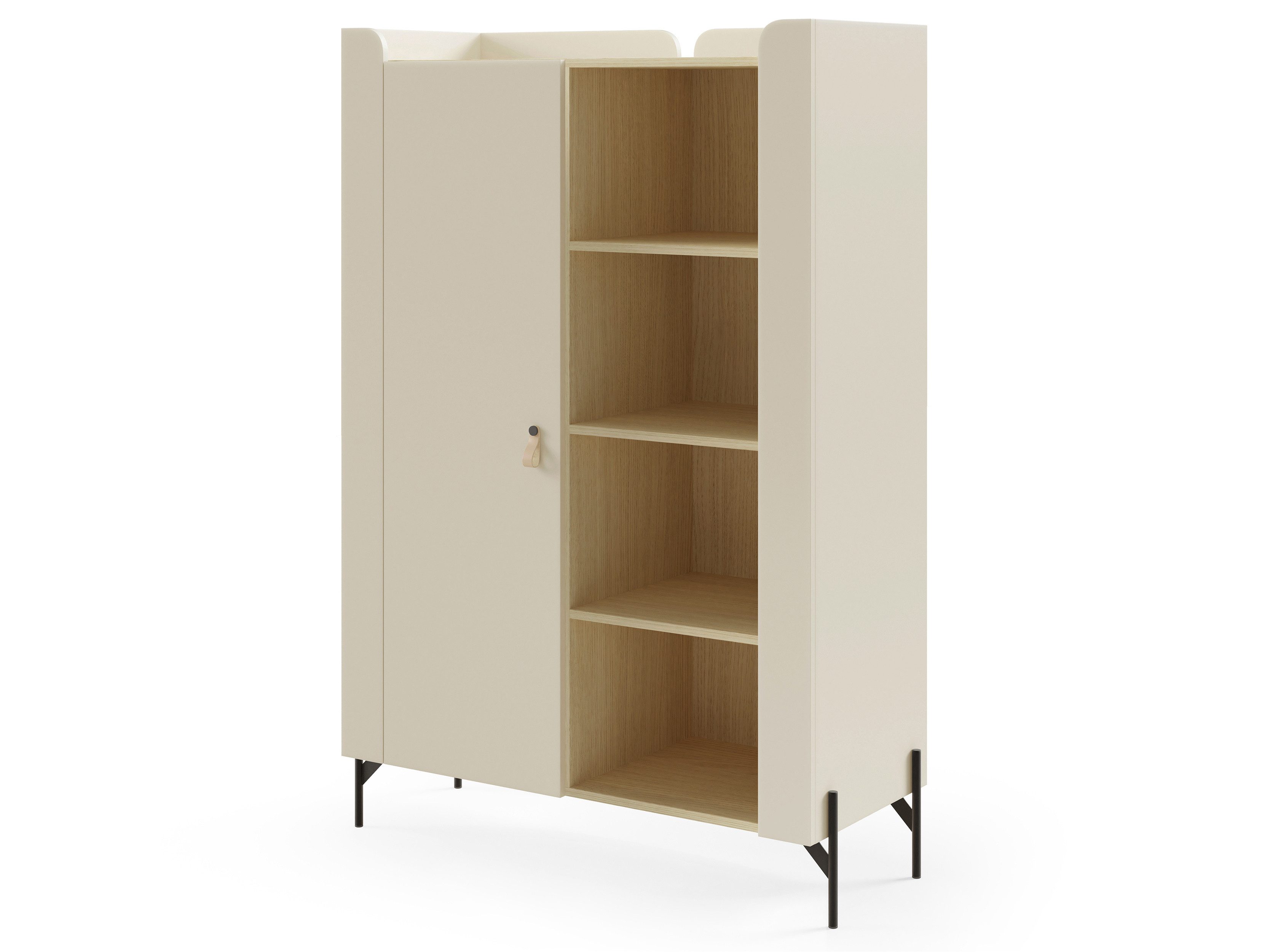 Beautysofa Regal SORELLA 1-türig, 100 cm, Bücherregal mit 6 Fächern, Porcini oder Macadamia mit Eiche Mavelie