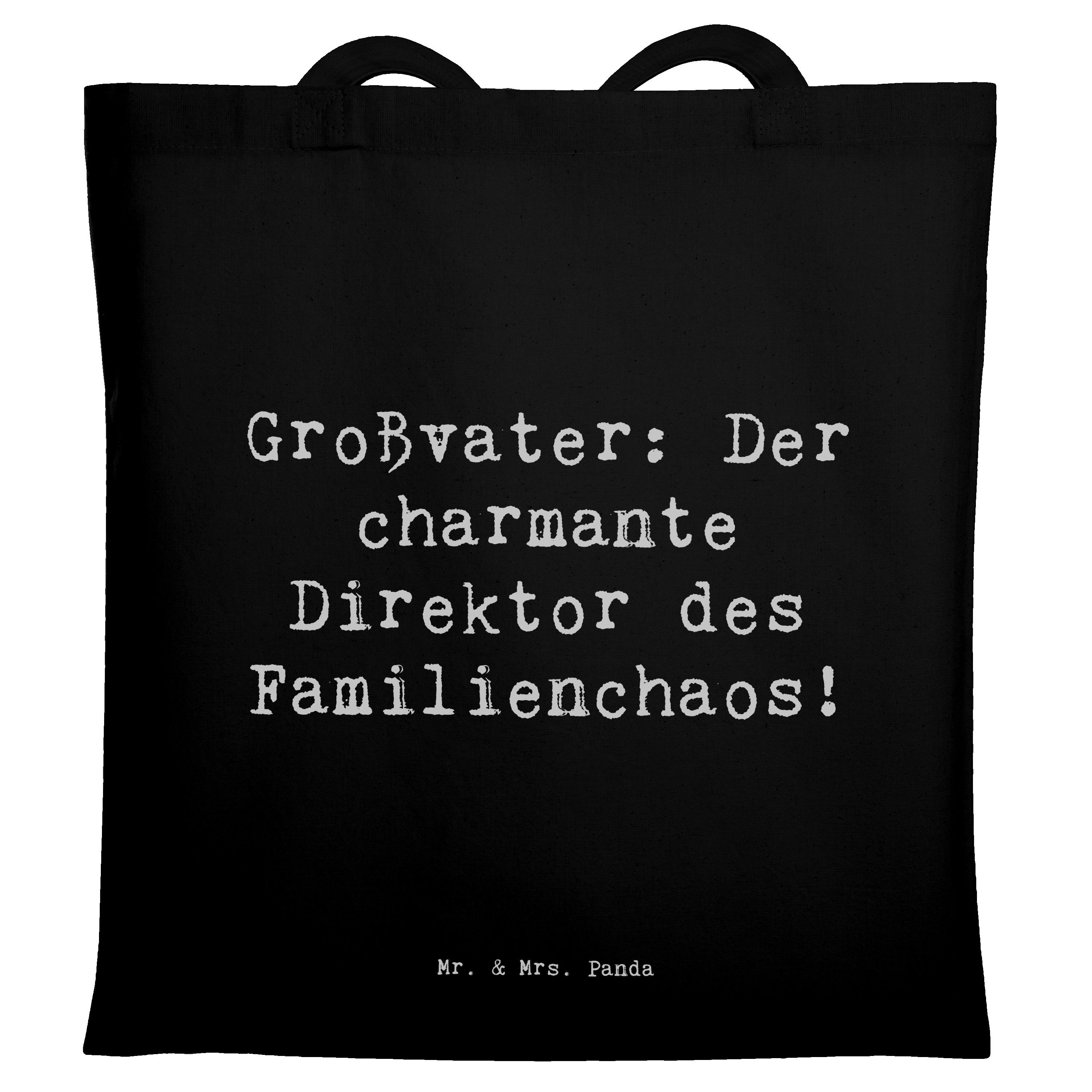 Tragetasche Spruch Großvater Direktor - Schwarz - Geschenk, Familienchaos, Jutebe