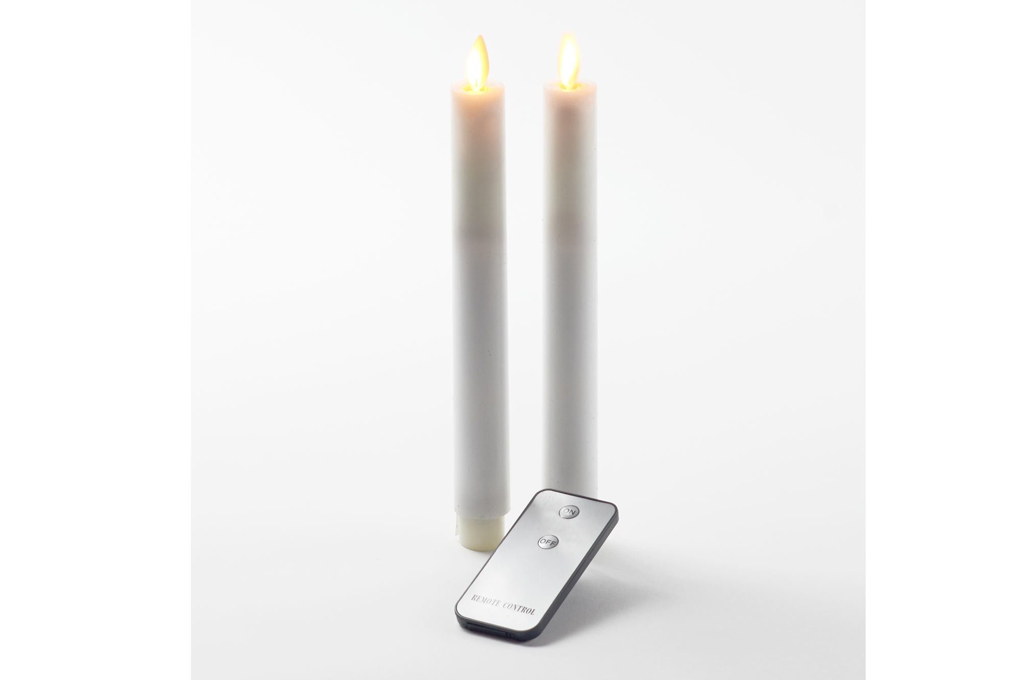 Stück Deco Fernbedienung Flamme 3-tlg), mit (Set, Candles Stabkerzen LED-Kerze weiß BV beweglicher Coen 2 Bakker Wax