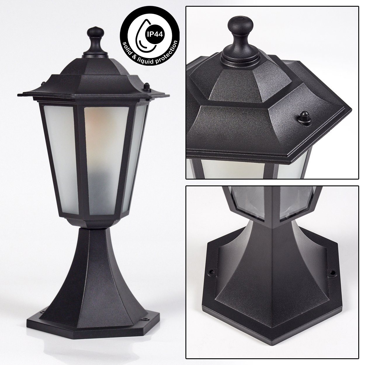 hofstein Pollerleuchte Sockelleuchte aus Metall/Milchglas in Schwarz/Weiß, ohne Leuchtmittel, Wegeleuchte, Gartenlampe, IP44, 1xE27, ohne Leuchtmittel