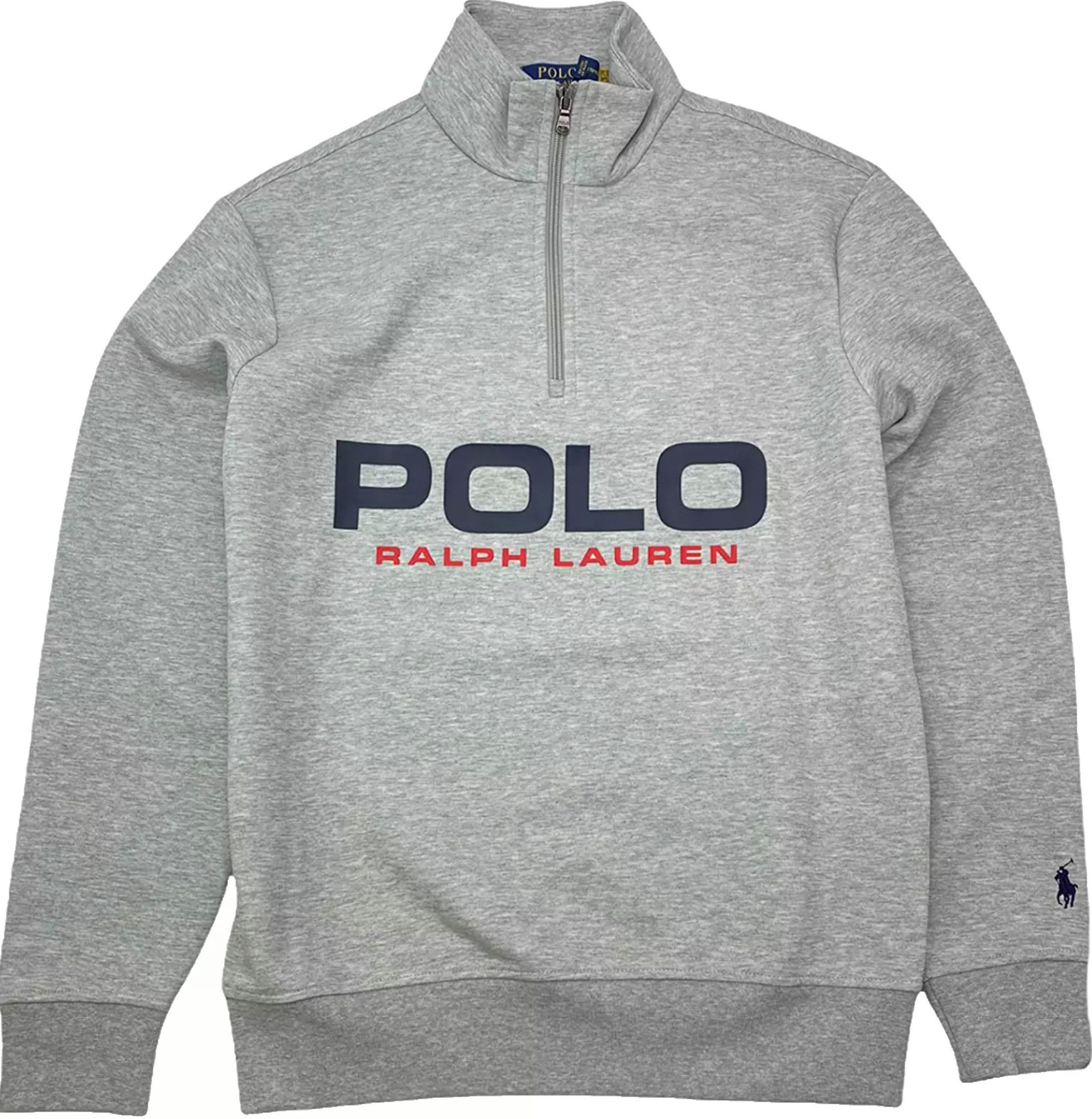 Polo Ralph Lauren Troyer Herren Archiv-Logo Double Knit Sweatshirt Retro Mock Пуловеры 90er Jahre Archiv-Logo Retro College Oldschool