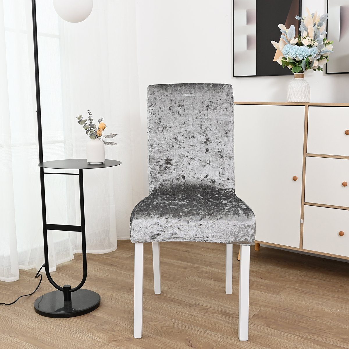 Rosnek Stuhlhusse Stuhlüberzug,Stretch Samt,für Hochzeit Esszimmer günstig online kaufen