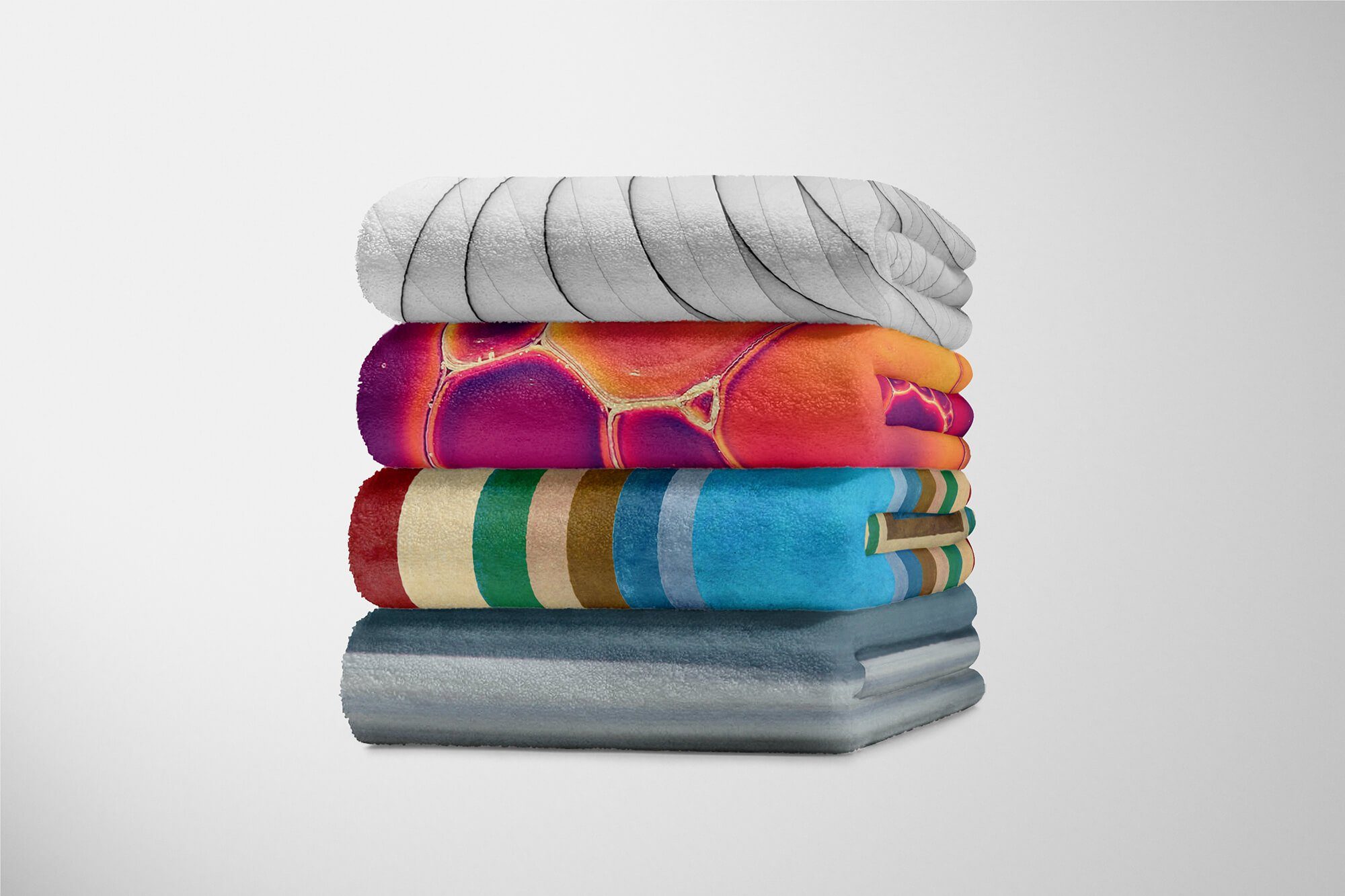 Kuscheldecke Kunstvoll Fotomotiv Art Handtuch Handtuch Handtücher (1-St), Strandhandtuch Baumwolle-Polyester-Mix Abstrakt Farbenfro, Saunatuch mit Sinus