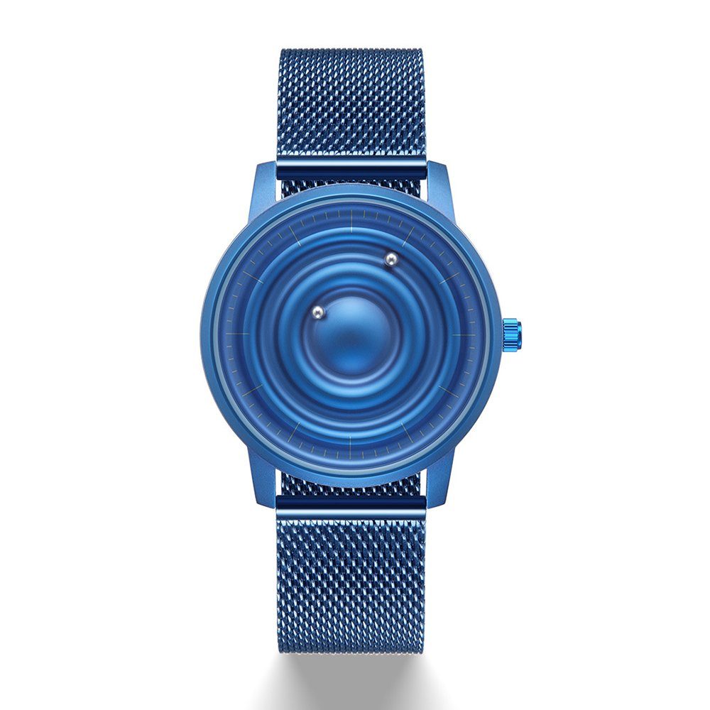 GelldG Quarzuhr Herrenuhr Magnet Uhr kein Glas Kugellager Quarz Armbanduhr für Männer blau