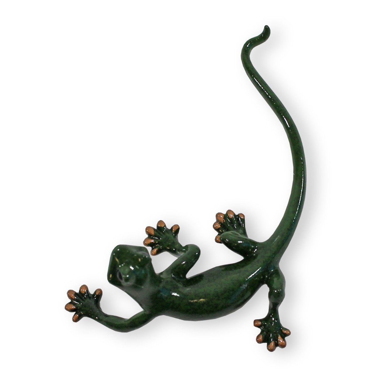 Echse glänzende Dekofigur Figur Handbemalt, grüne Oberfläche Wetterfest, Deko colourliving Salamander Tierfigur,