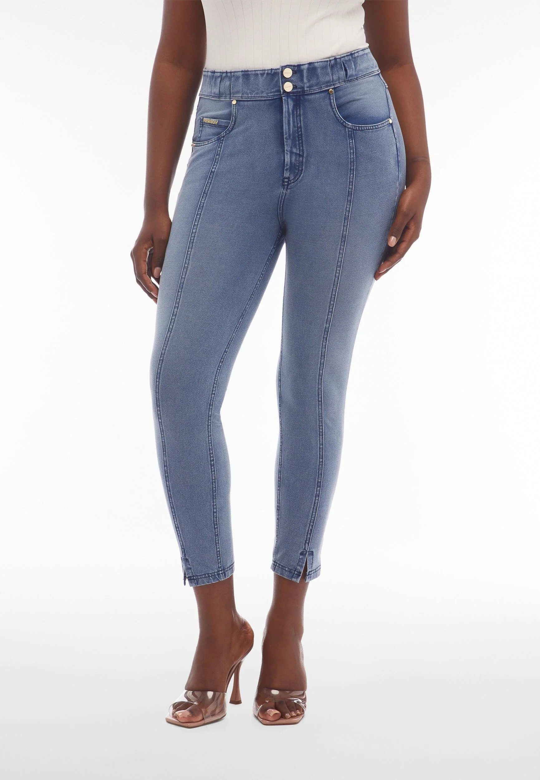 Freddy Jeansjeggings N.O.W.® Denim-Jersey-Hose mit hohem Taillenbund und Schlitzen am Saum mit Stretch-Anteil
