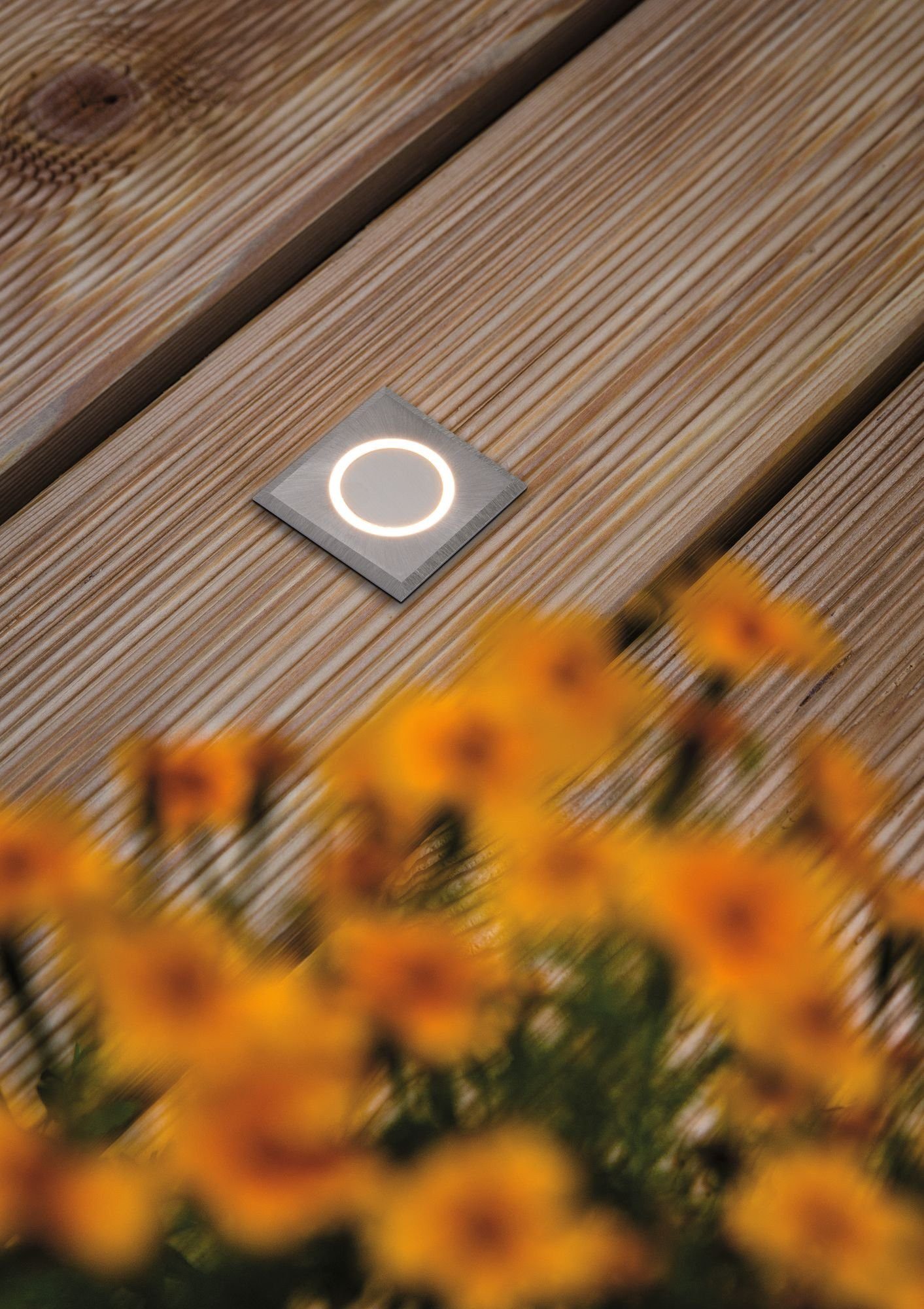 Paulmann LED Einbauleuchte House eckig 50x50mm 3000K 2W 20lm 230V Edelstahl gebürstet, Kunststoff, LED fest integriert, Warmweiß, Bodeneinbauleuchte Warmweiß IP67