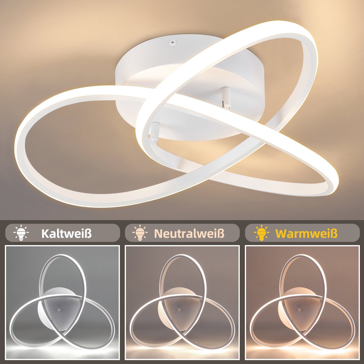 ZMH LED Deckenleuchte 3 Blatten Geometrie Design, dimmbar, LED fest integri günstig online kaufen