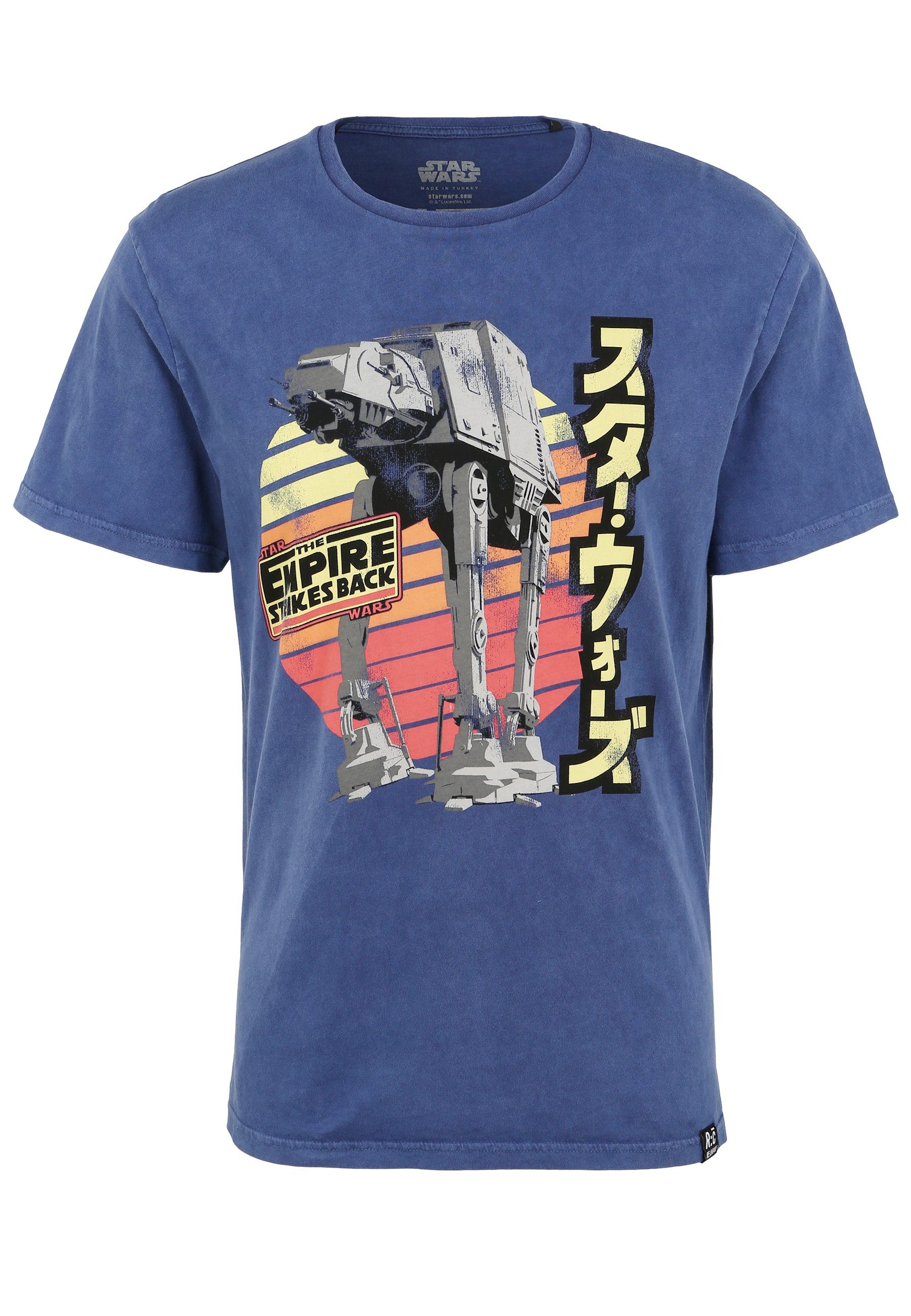 Recovered T-Shirt Star Wars Empire Retro Back Blau Strikes AT-AT