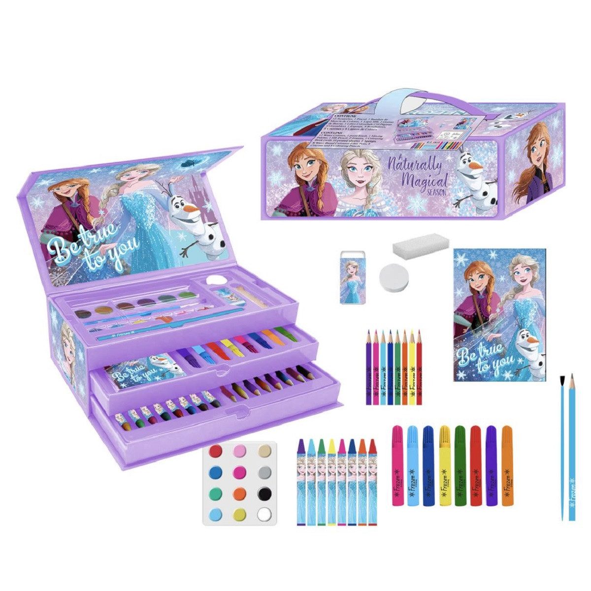 Cerda Farbkasten Disney Frozen Mal- und Zeichenkoffer – Kreativset mit Stiften