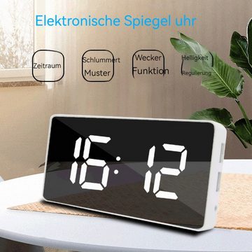 AUKUU Wecker Dualer Dualer USB Ausgang Handy Aufladung Snooze Spiegeluhr kreativer multifunktionaler LED Wecker