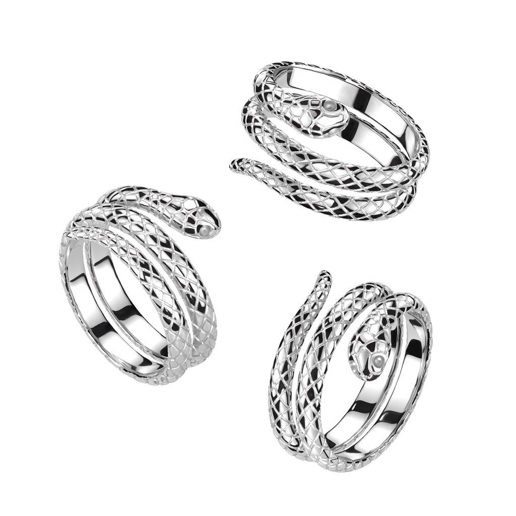 BUNGSA Fingerring 70 (22.3) Ring Schlange silber aus Edelstahl Unisex (Ring, 1-tlg), Damen Herren – Bild 2 von 5