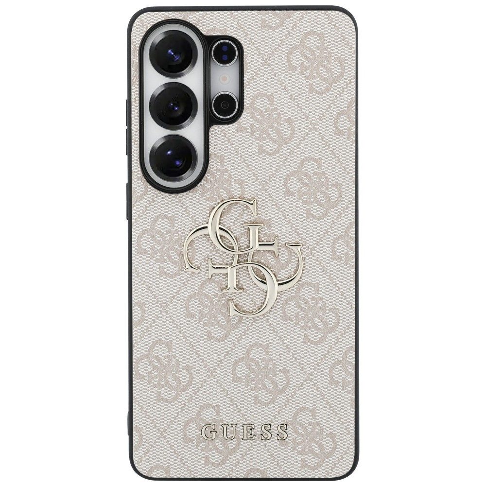 Guess Handyhülle Hülle rosa Galaxy S26 Ultra Kunstleder Big Logo goldfarben Metall 6,9 Zoll, Kantenschutz
