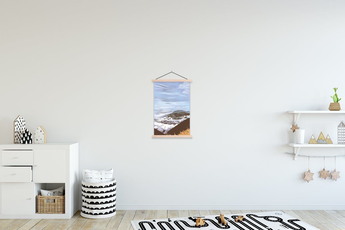MuchoWow Poster Wolken - Berg - Himmel, (1 St), Posterleiste, Textilposter für Wohnzimmer, Bilderleiste, Magnetisch