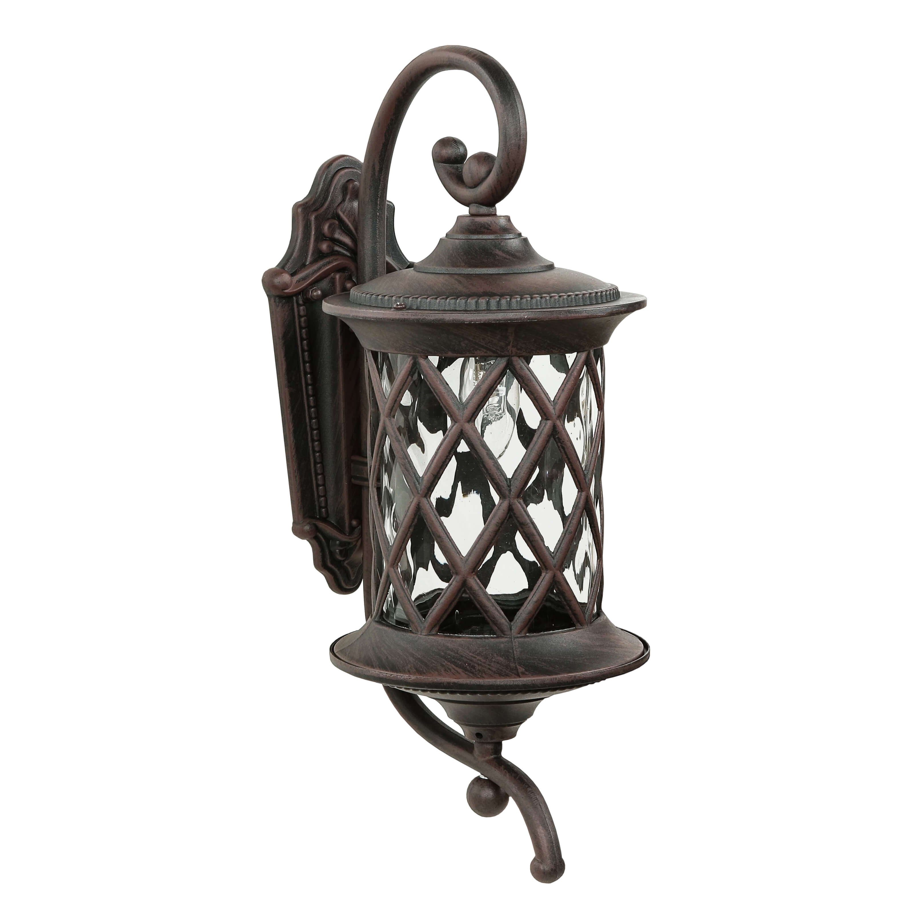 Licht-Erlebnisse Außen-Wandleuchte LANTERN, ohne Leuchtmittel, Antike Wandlampe außen Schwarz-Braun Aluminium Garten Laterne