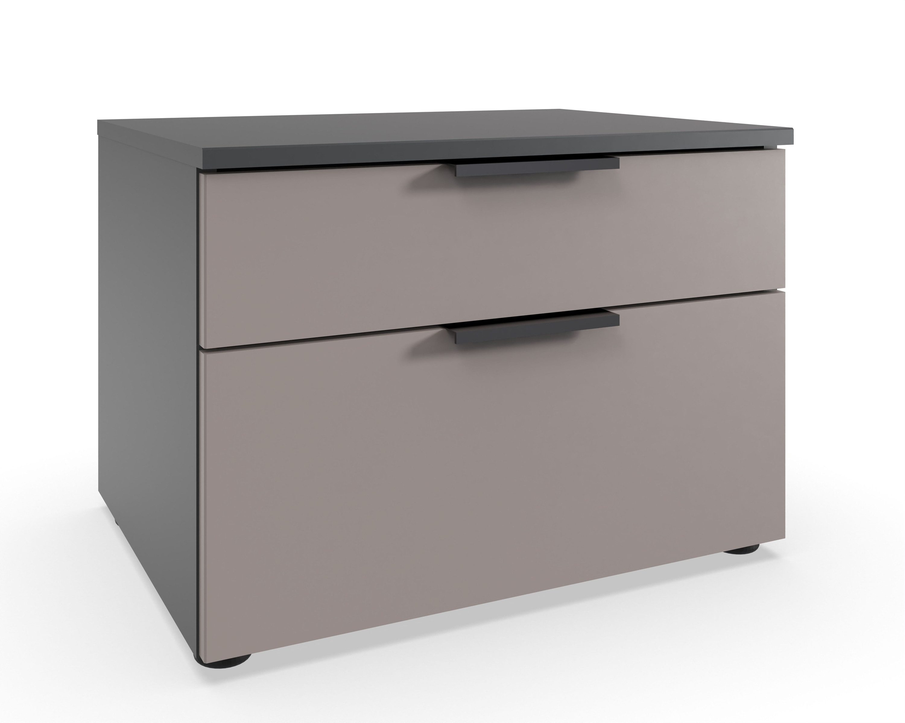 freiraum Nachtkommode OXFORD, in Saharagrau, Korpus Graphit - 54x39x41cm (BxHxT)
