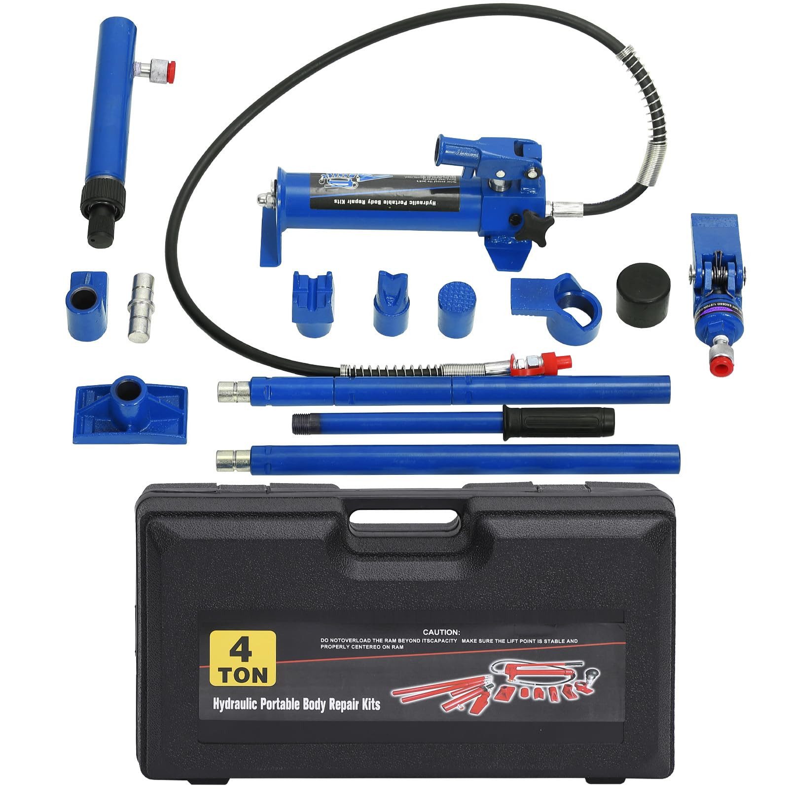 GarveeMore Wagenheber Hydraulischer Karosserie-Richtsatz (Porta Power) aus Stahl, getrennte Hydraulikpumpe & Zylinder, mit Kunststoff-Transportkoffer