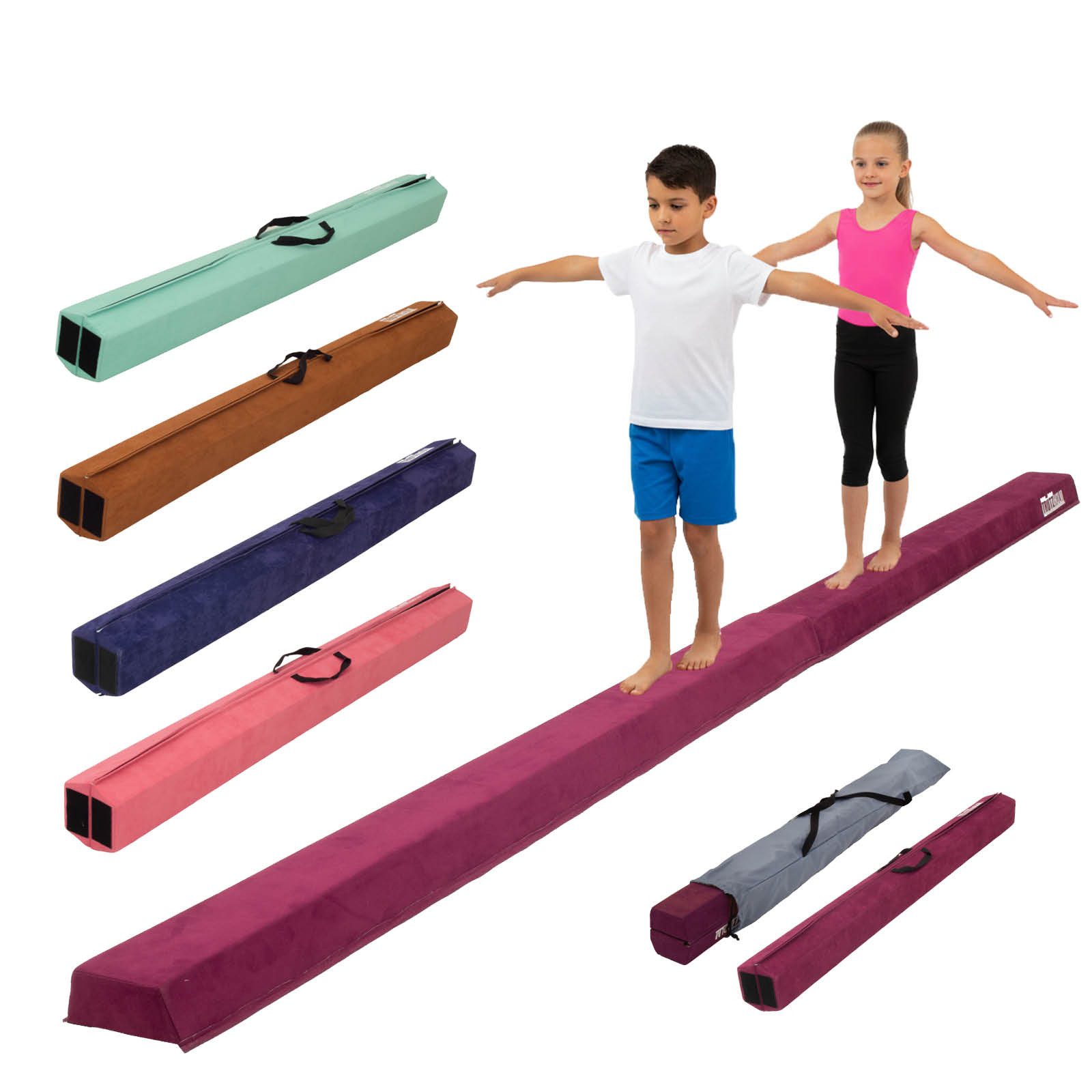 TRUTZHOLM Balanceboard Schwebebalken 300 cm lila tragbarer Turnbalken inkl.Tragetasche, klappbar, tragbar, bodennah, kombinierbar