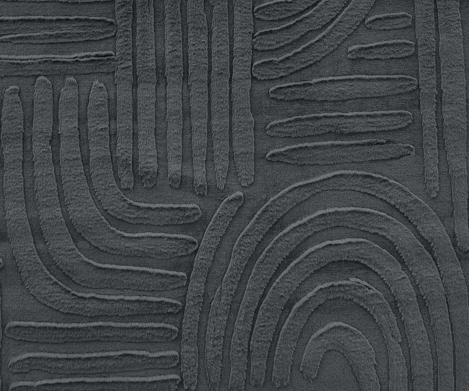 TaraCarpet Teppich Taipe-Onda Hasenfell extra weich Hoch-Tief-Struktur, rechteckig, Höhe: 13 mm, Hasenfell Fliese anthrazit Wohnzimmer Schlafzimmer Esszimmer 60X110