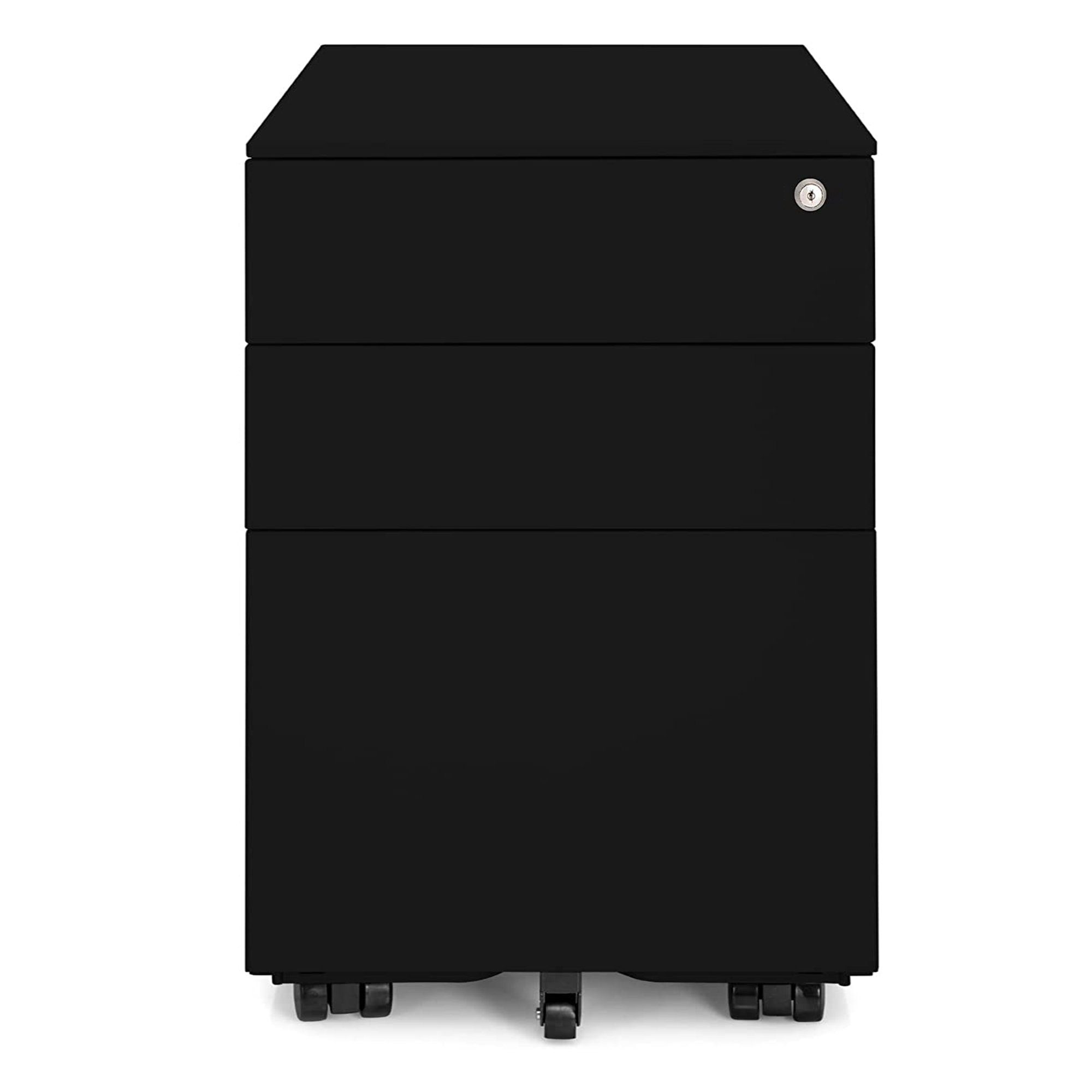 Schwarz mit Rollcontainer Ergotopia Bürocontainer 3 abschließbar besonders kaltgewalzten Stahl durch robust Schubladen Schreibtischcontainer,