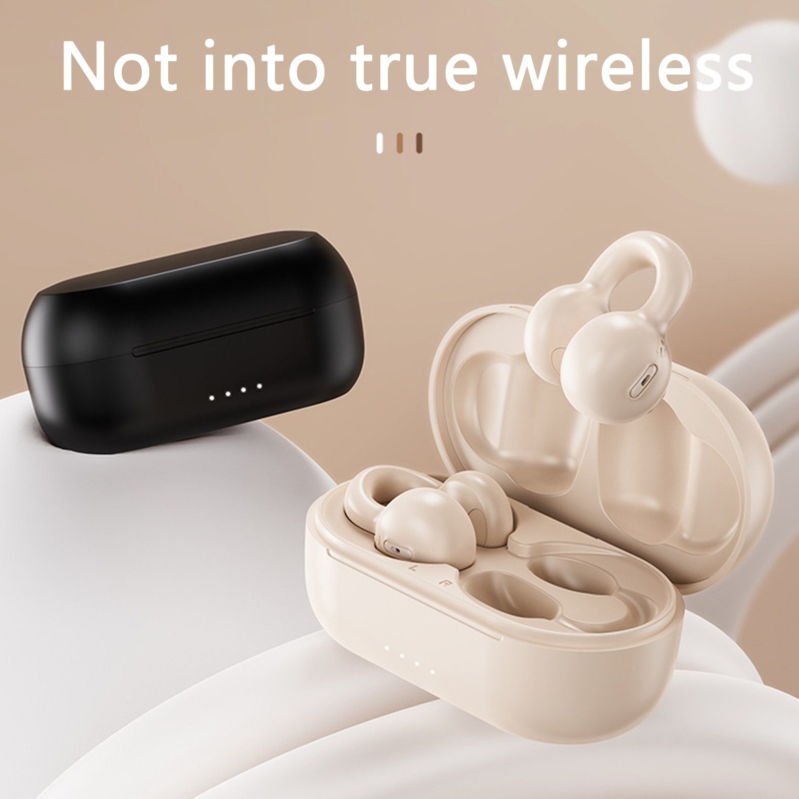 HiFi-Qualität 5.3,Clip Schwarz On Knochenleitungs Ear (Bluetooth) Bluetooth-Kopfhörer Kopfhörer, Rutaqian Kopfhörer
