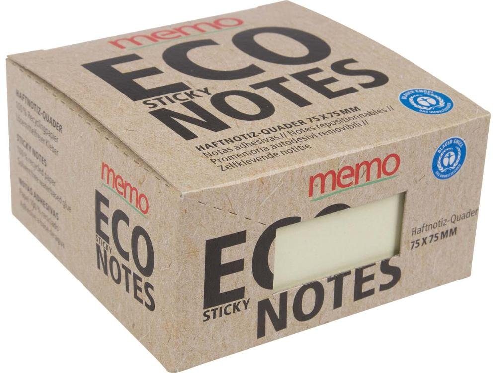 memo Haftnotizblock memo Haftnotiz-Quader 75 x 75 mm gelb im Recycling