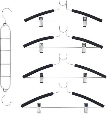WENKO Kleiderbügel, (Set, 4-tlg), Edelstahl, 4er-Set, platzsparendes Kleiderbügelsystem aus Edelstahl