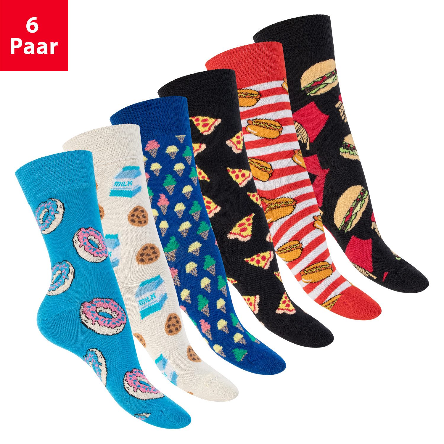 Footstar Basicsocken Damen/Herren Bunte Motiv Socken Funny Baumwollsocken
