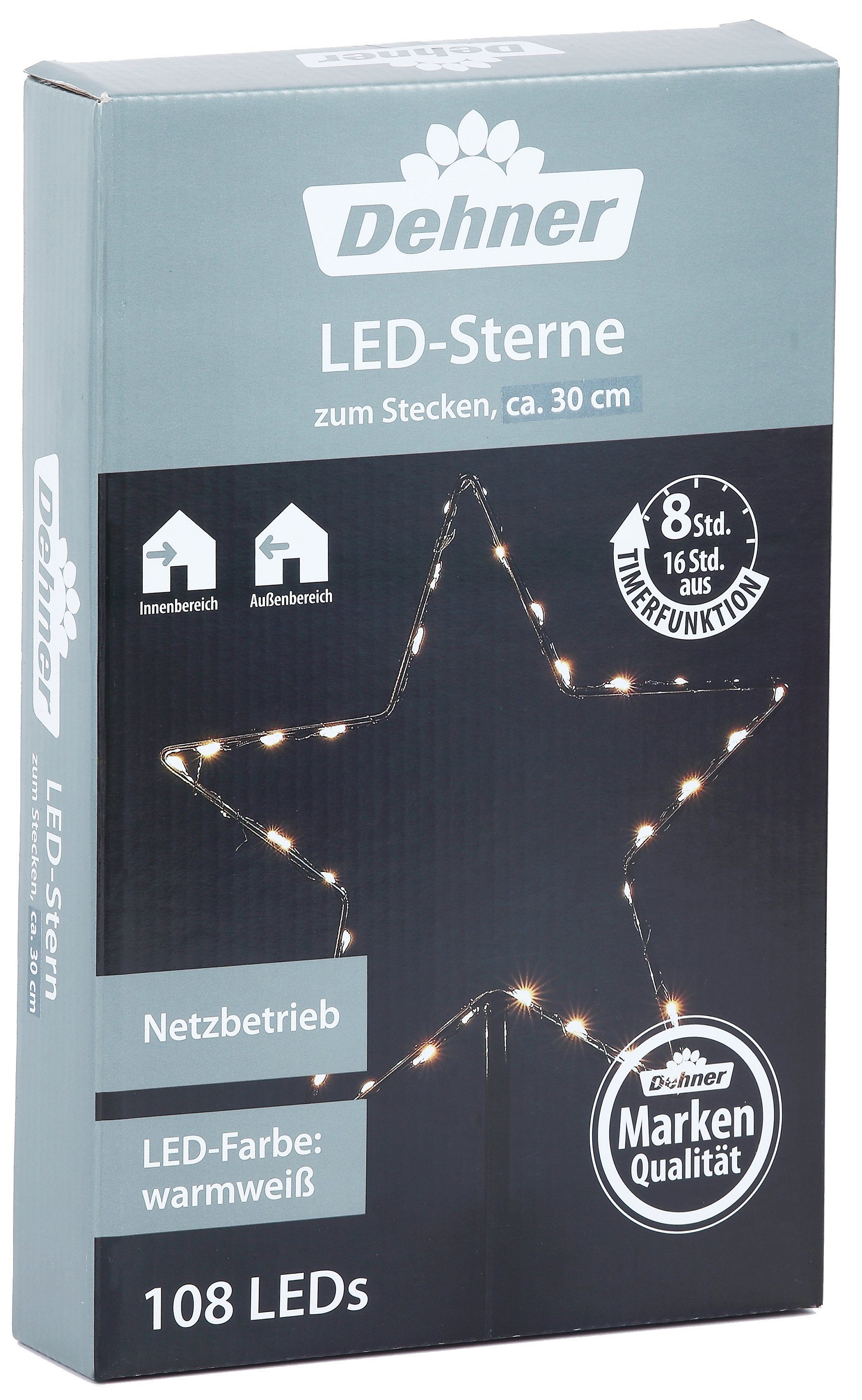Dehner Lichterkette LED Sterne 3tlg. zum Stecken, 108 LED, Metall