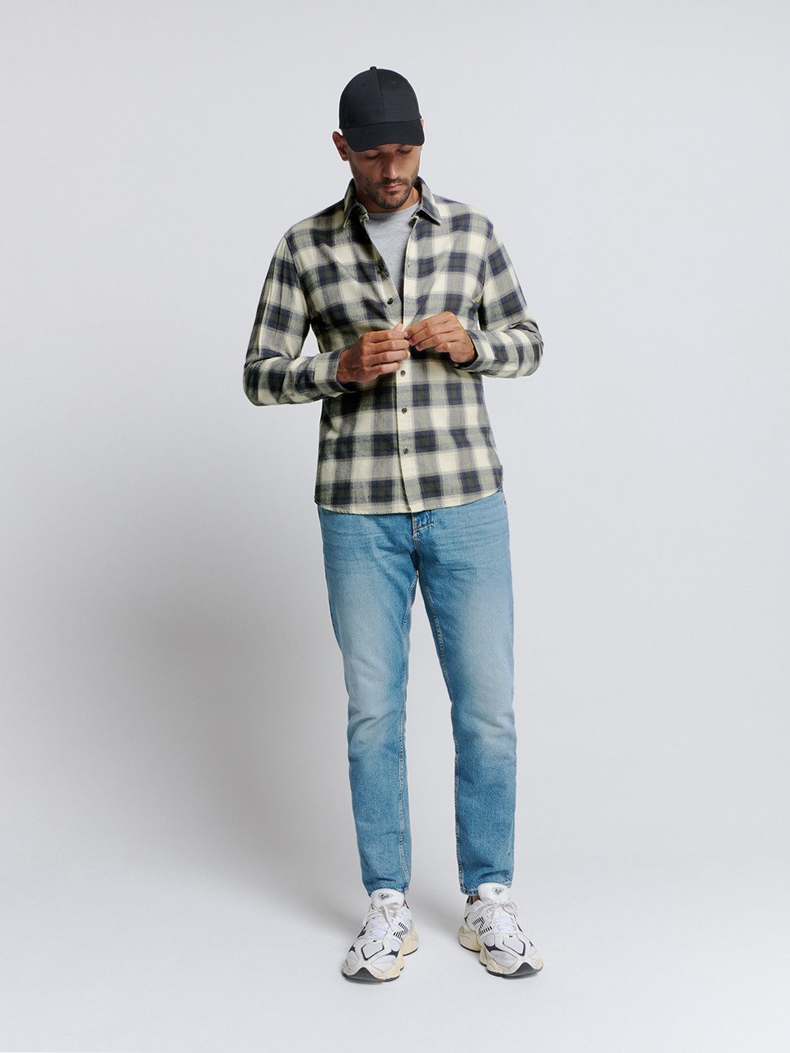 NO EXCESS Rundhalspullover Shirt Check