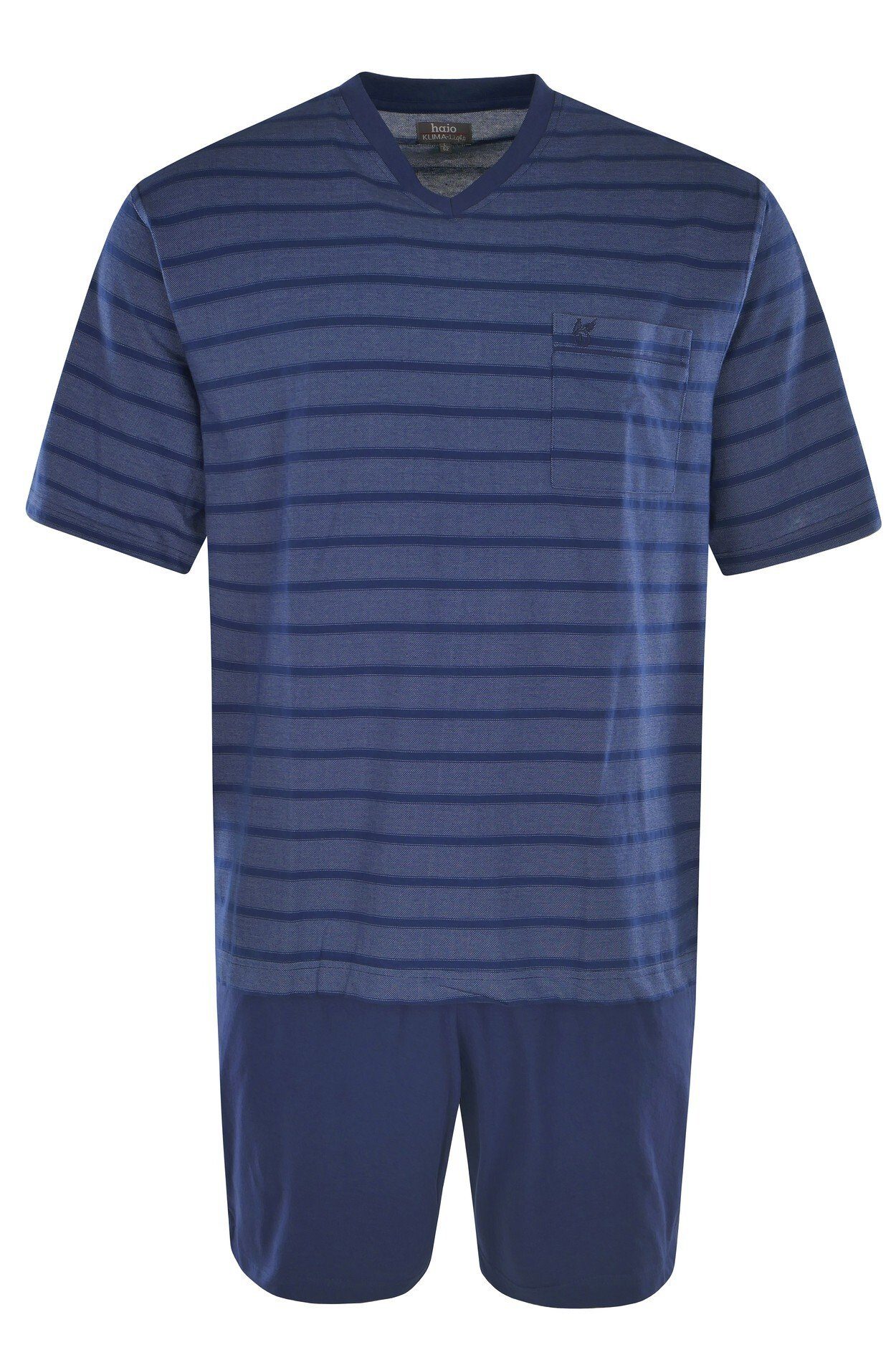 Hajo Pyjama Herren Schlafanzug Set - Shorty, kurz, Kurzarm Blau