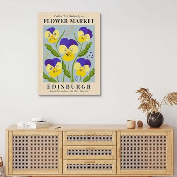 Posterlounge Holzbild TAlex, Flower Market Edinburgh Pansies, Wohnzimmer Modern Illustration