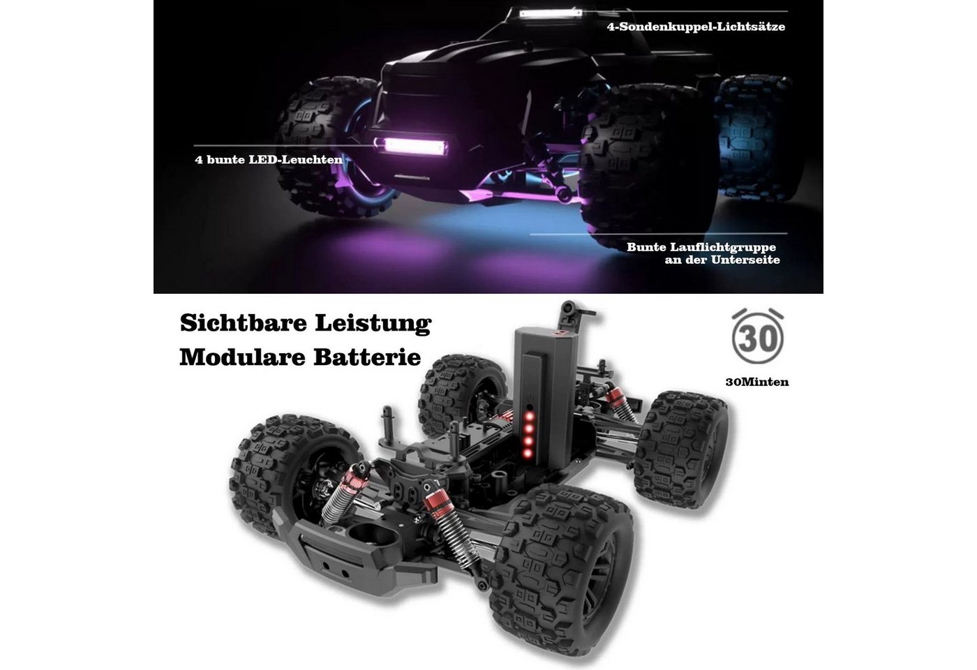 Thumbnail - Esun RC-Auto Ferngesteuertes Auto ab 8 9 10 Jahre, 1:14 RC Drift Car 4WD 40+ km/h (Set, Komplettset), Buggy mit LED Lich...