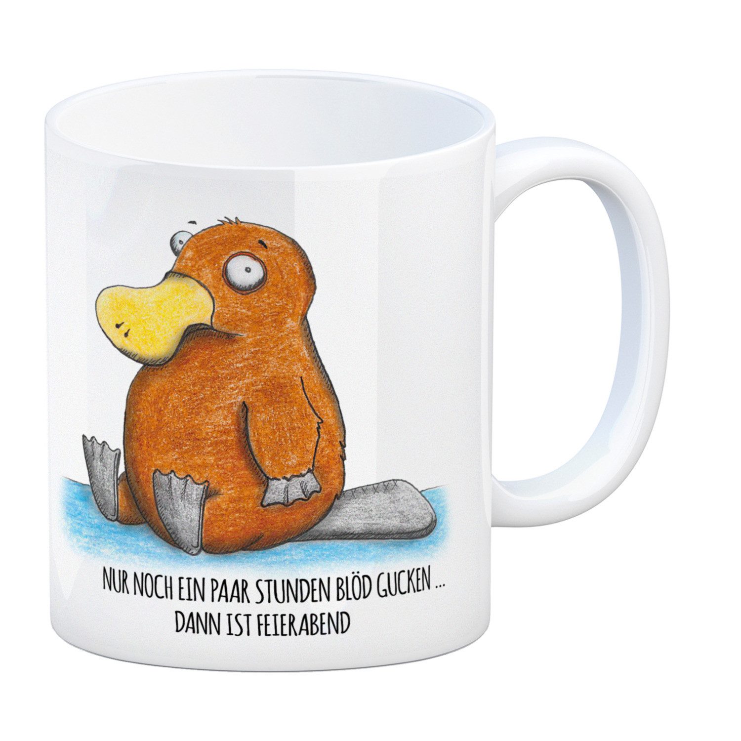 speecheese Tasse Kaffeebecher mit Schnabeltier Motiv und Spruch: Nur noch ein paar ...