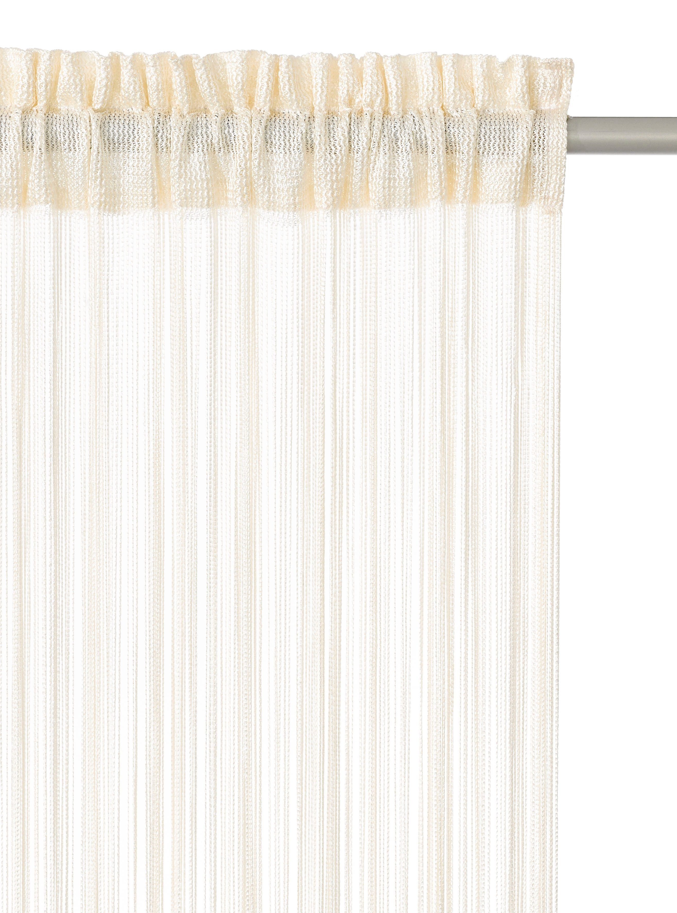Fadenvorhang Fao-Uni, (1 my Kräuselband, Stangendurchzug pflegeleicht St), transparent, sand Polyester, home, multifunktional, transparent