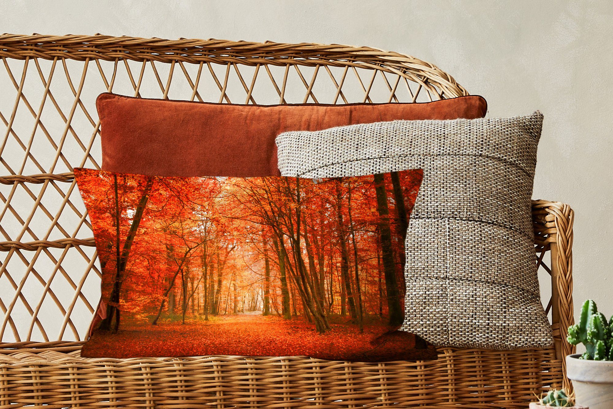 Herbst MuchoWow - - Wald, mit Zierkissen, Füllung, Schlafzimmer Rot Dekoration, Wohzimmer Dekokissen Dekokissen