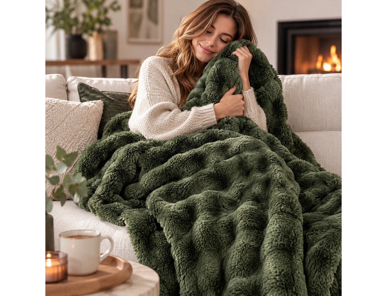Wohndecke BUBBLE, Design91, flauschige Kuscheldecke mit 3D-Muster, 350 g/m², weich & warm