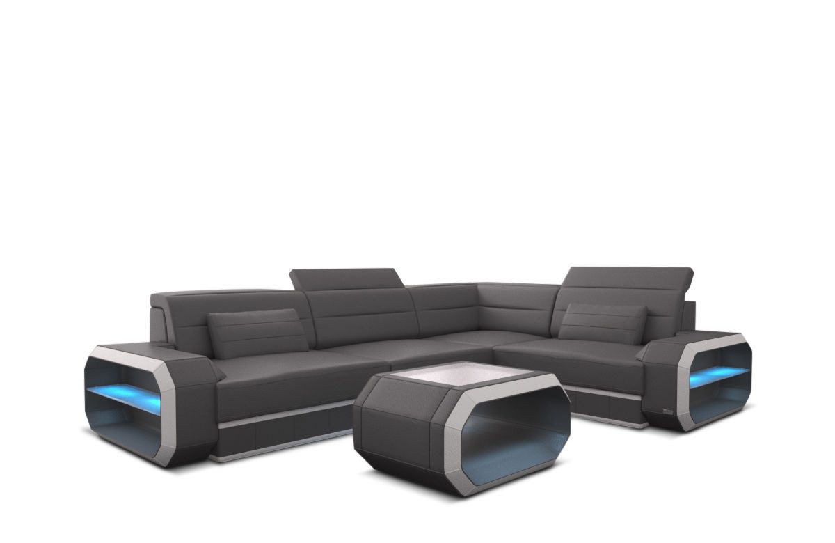 Sofa Dreams Ecksofa Ledersofa Verona Mini L Form, Designersofa, Sofa mit Licht und ISB